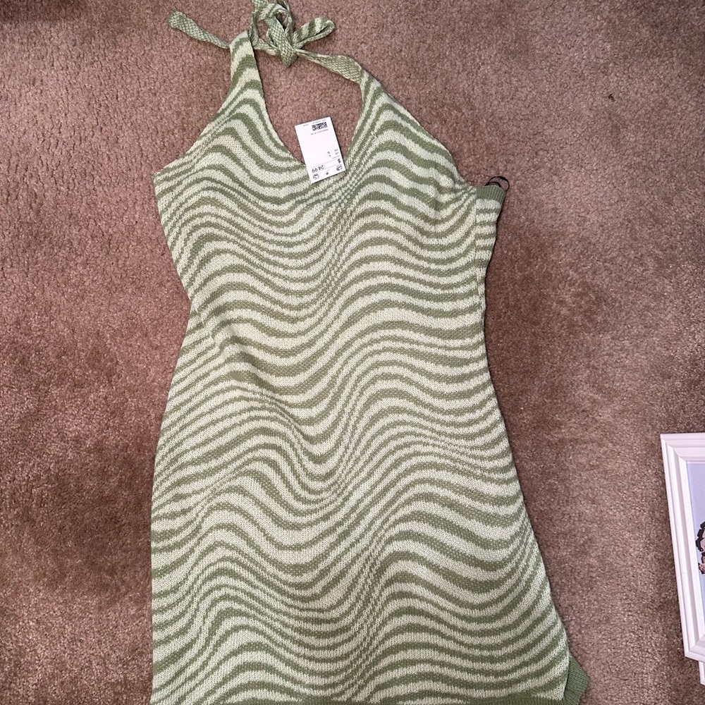 Green Halter Knit Dress